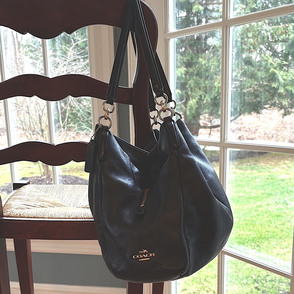 Coach Phoebe Black Pebbled Leather Hobo Shoulder Bag - Excellent Condition!